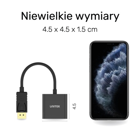 Unitek Adapter DisplayPort na VGA Full HD kompaktowy konwerter