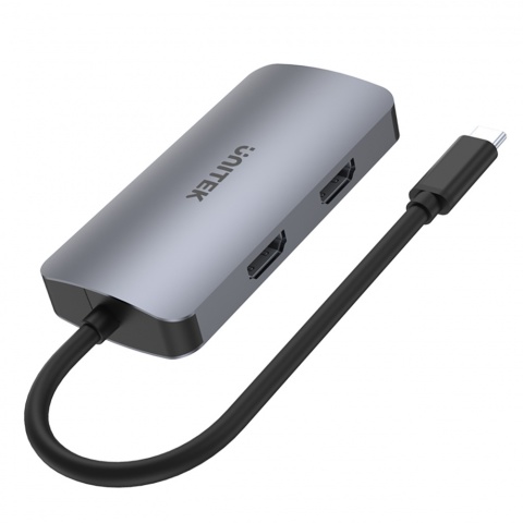 Unitek Hub USB-C 2xHDMI VGA USB 3.1 4K PD 100W MST wydajny