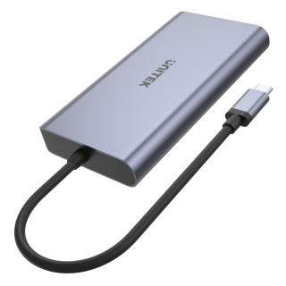 Unitek Hub USB C HDMI DP RJ45 2x USB 3.1 4K PD100W czytnik SD
