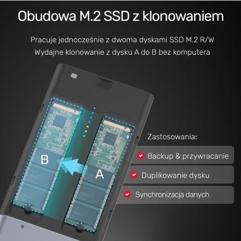 Unitek Stacja klonująca 2x M.2 NVMe 20 Gbps wydajna