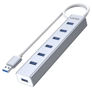 Unitek Y-3090 hub 7x USB 3.0 z zasilaczem szybkie ładowanie aluminiowy