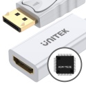 Unitek Y-6332 adapter DisplayPort HDMI 4K kompaktowy 20cm Plug and Play