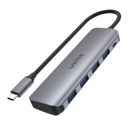 Unitek uHUB P5+ aktywny hub USB C 4xUSB A 3.1 Gen1 microUSB zasilanie
