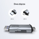 Czytnik kart Unitek R1010A SD microSD USB C USB A 5Gbps szybki kompaktowy