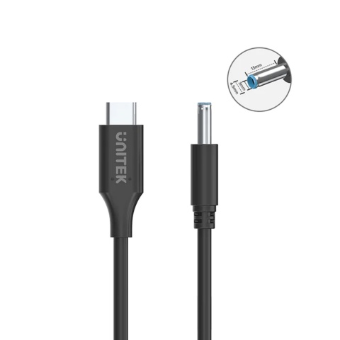 Kabel Unitek C14117BK 1.8M do HP 65W USB C DC 4.5mm lekki