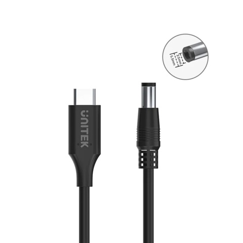 Kabel zasilający Unitek 65W USB C DC 5,5mm uniwersalny do laptopa
