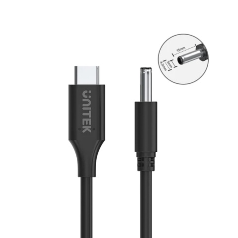 Kabel zasilający Unitek C14120BK 1.8m 65W USB C lekki do laptopa Dell DC4.5