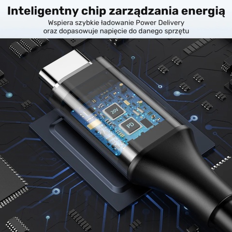 Kabel zasilający Unitek C14120BK 1.8m 65W USB C lekki do laptopa Dell DC4.5