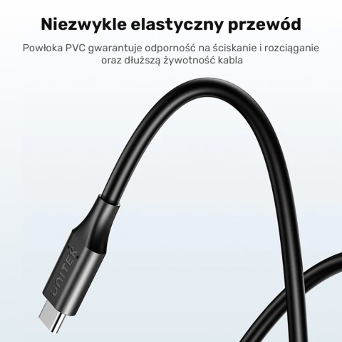 Kabel zasilający Unitek C14120BK 1.8m 65W USB C lekki do laptopa Dell DC4.5