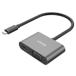 Unitek Adapter USB C V1168A HDMI 4K VGA Full HD lekki kompaktowy