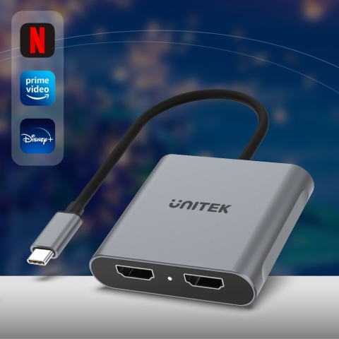 Unitek Adapter USB C V1404B 2x HDMI 4K 60Hz MST wydajny