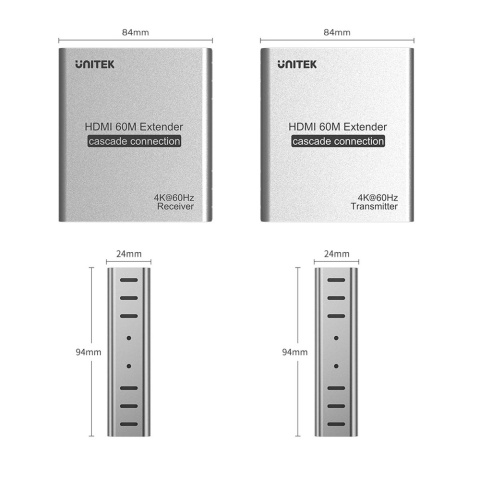 Unitek Ekstender HDMI V1164A 4K60 60m przez skrętkę Cat6 wydajny