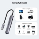 Unitek H1208B Hub USB C 4w1 1xUSB3 5Gbps 3xUSB2 alu kompaktowy