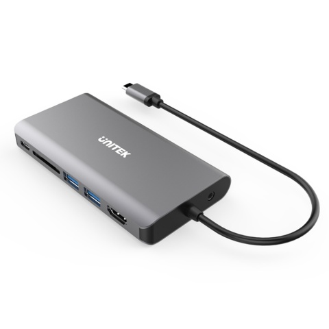 Unitek Hub D1019B USB-C 8w1 100W Power Delivery kompaktowy HDMI Ethernet