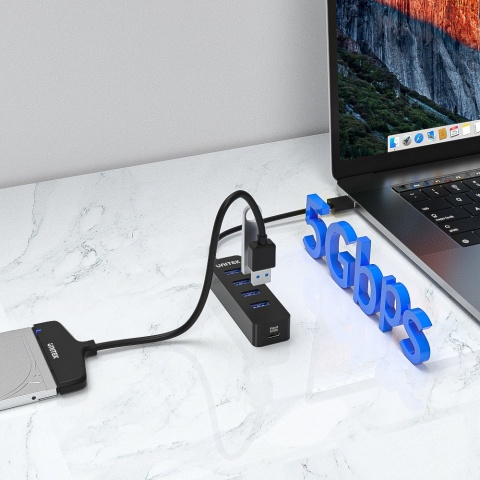Unitek Hub USB-A 4 porty USB 3.1 aktywny ładowanie 10W