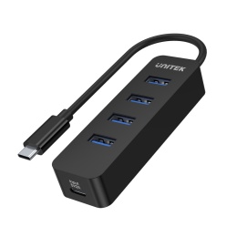 Unitek Hub USB C 4 porty USB 3.1 aktywny 10W kompaktowy