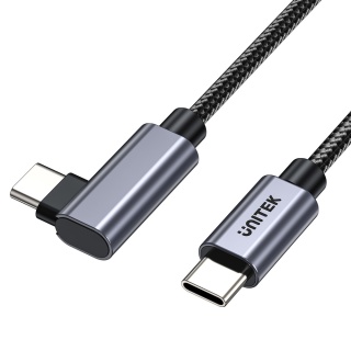 Unitek Kabel USB-C kątowy 90° 0.5m PD 100W nieplączący