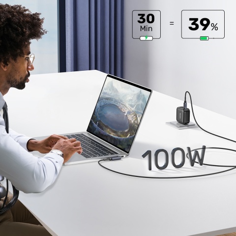 Unitek Kabel USB-C kątowy 90° 0.5m PD 100W nieplączący