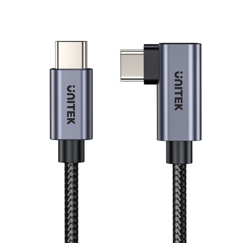Unitek Kabel USB-C kątowy 90° 1m PD 100W nieplączący nylonowy