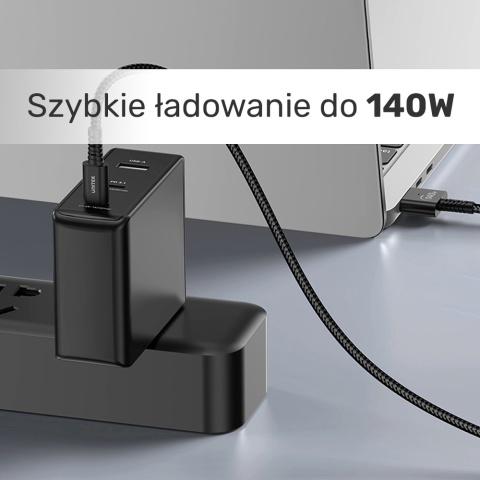 Unitek Kabel zasilający USB-C MagSafe 3 140W 1 m