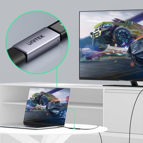 Unitek Łącznik USB-C A1036GY 8K 40Gbps 240W kompaktowy lekki adapter USB-C