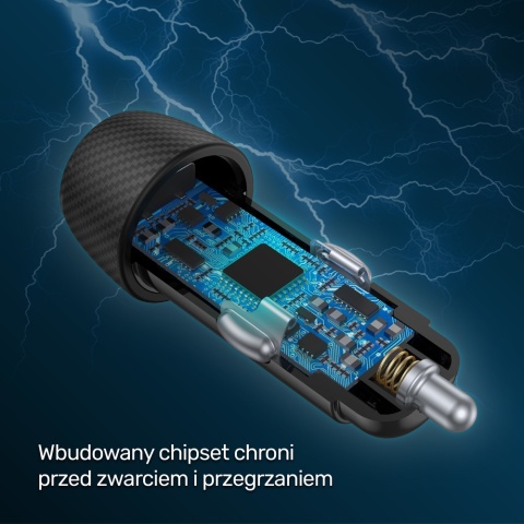 Unitek Ładowarka samochodowa 38W USB C USB A szybka QC3.0 kompaktowa