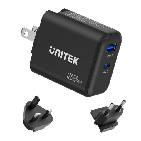 Unitek P1119A ładowarka GaN 35W USB-C USB-A kompaktowa podróżna