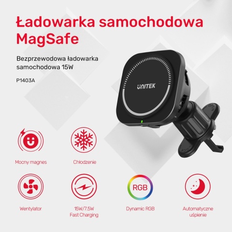 Unitek P1403A Ładowarka samochodowa MagSafe 38W uchwyt chłodzący