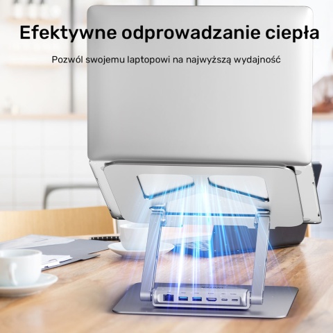 Unitek Podstawka pod laptop USB-C HDMI 4K PD 100W ergonomiczna z hubem