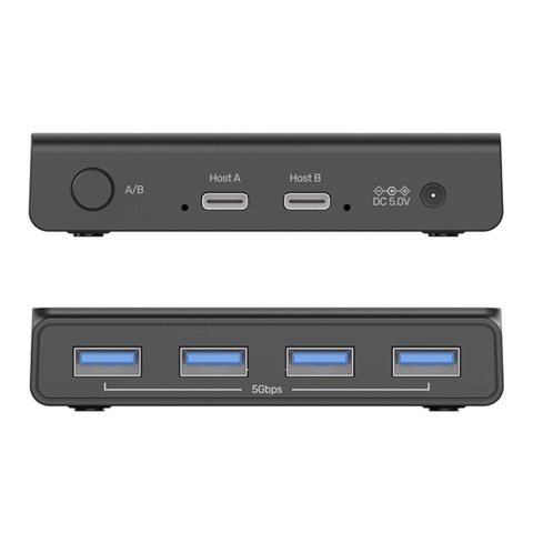 Unitek Przełącznik KVM H1310A 4x USB A 5Gbps aktywny hub dla 2 komputerów