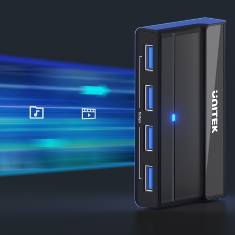 Unitek Przełącznik KVM H1310A 4x USB A 5Gbps aktywny hub dla 2 komputerów