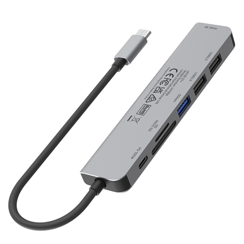 Unitek uHUB S7+ Hub USB C aluminium 7w1 PD 100W HDMI 4K SD