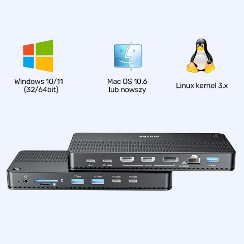 Stacja dokująca Unitek D1104A 13w1 MST HDMI 8K DP PD 100W USB hub RJ45
