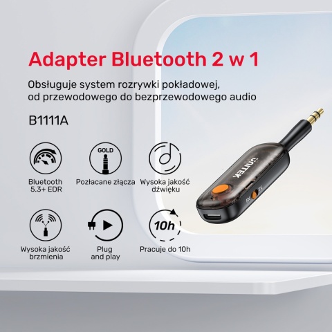 UNITEK B1111A01 Adapter Bluetooth 5.3 2w1 nadajnik odbiornik audio czarny