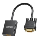 Unitek Adapter VGA na HDMI 15cm Full HD czarny kompaktowy