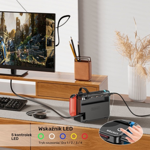 Unitek Czytnik 4 kart Nintendo Switch z pilotem kompaktowy