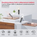 Unitek H1319ACL01 hub dwukierunkowy USB C USB A 5Gbps 4x USB A kremowy