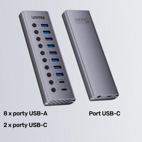 Unitek Hub H1315 USB C USB A 10w1 5Gbps wydajny z przełącznikami portów