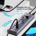 Unitek Hub H1315 USB C USB A 10w1 5Gbps wydajny z przełącznikami portów