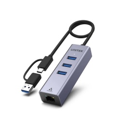 Unitek Hub USB C Y-3088B 4w1 Gigabit Ethernet 3x USB 5Gbps kompaktowy