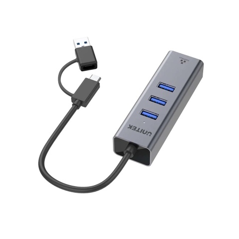 Unitek Hub USB C Y-3088B 4w1 Gigabit Ethernet 3x USB 5Gbps kompaktowy