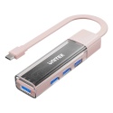 Unitek Hub USB H1319 4x USB A 5Gbps dwukierunkowy kompaktowy różowy