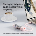 Unitek Hub USB H1319 4x USB A 5Gbps dwukierunkowy kompaktowy różowy