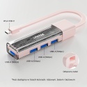 Unitek Hub USB H1319 4x USB A 5Gbps dwukierunkowy kompaktowy różowy