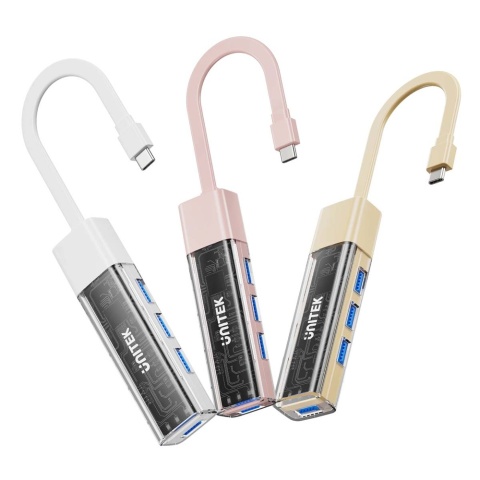 Unitek Hub USB H1319 4x USB A 5Gbps dwukierunkowy kompaktowy różowy