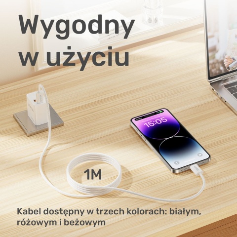 Unitek Kabel C14141ACL01-1M USB C PD 100W magnetyczny 1m beżowy