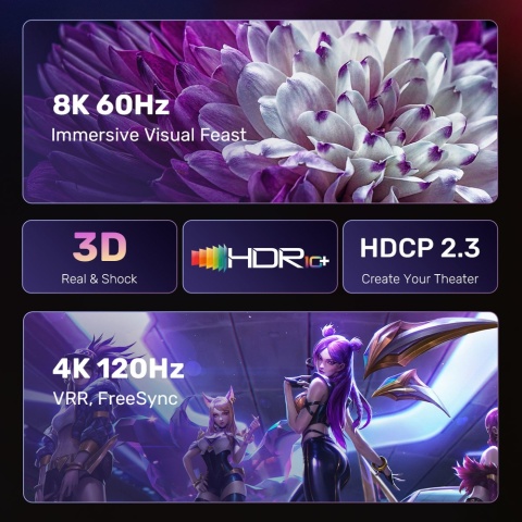 Unitek Kabel DisplayPort V1610A01 180cm 8K HDMI 2.1 nylonowy oplot