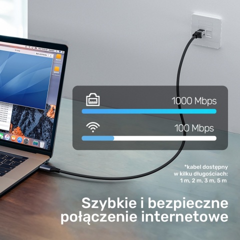 Unitek Kabel Ethernet USB C RJ 45 3m szybki adapter LAN 5 Gbps