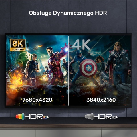 Unitek Kabel HDMI 2.1 8K 60Hz 1m czarny wydajny do gier