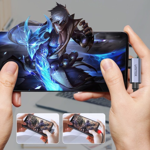 Unitek Kabel USB-C kątowy 90° 3m PD 100W nylonowy nieplączący